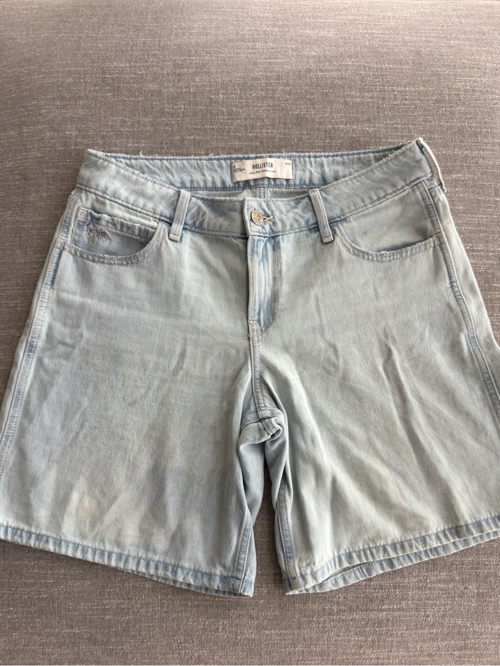 Hollister Pale Blue Women's Denim Shorts - Mid Rise